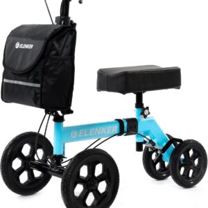 ELENKER Mobility All-Terrain Knee Scooter, Medical Scooter Double Handbrake for Foot, Ankle, and Leg Injuries – Ideal for Surgery Recovery Blue